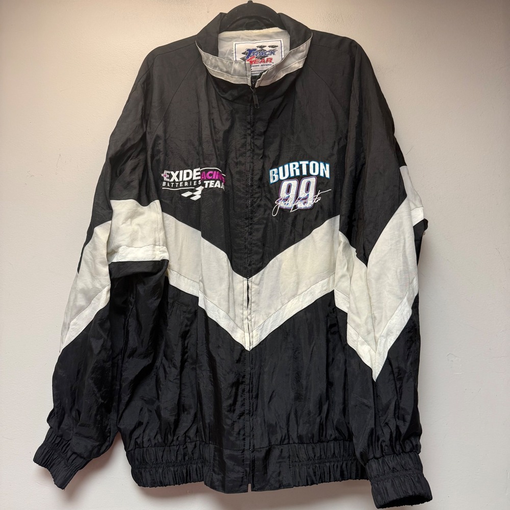 Track Gear Jeff Burton 99 Racing Jacket Mens XXL Black White Excellent Vintage